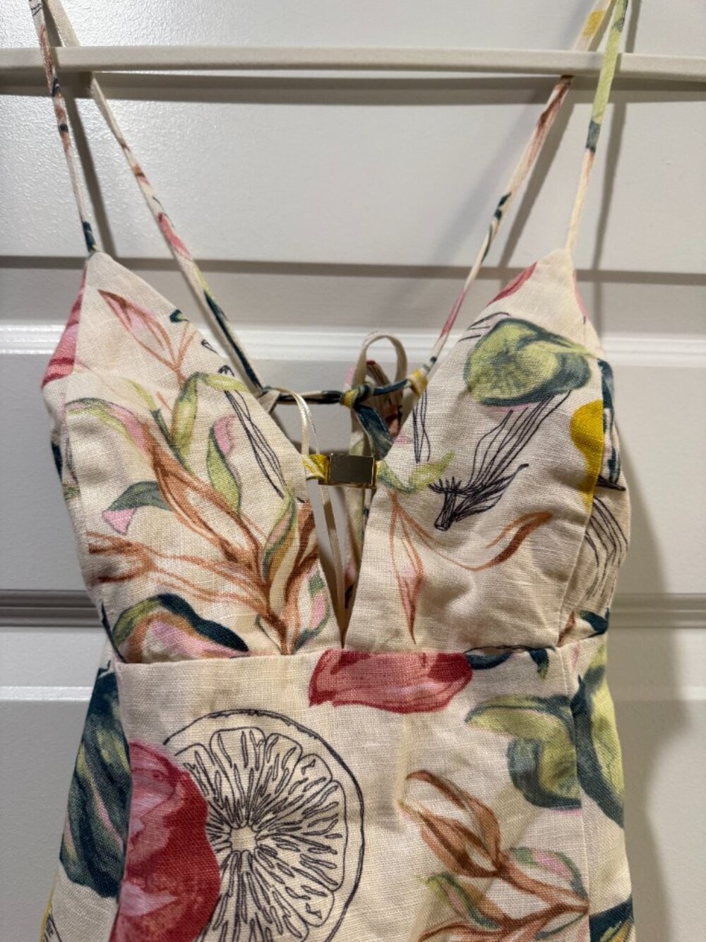 Never Worn Abercrombie Linen Tie Back Fruit Dress - Picture 2 of 3
